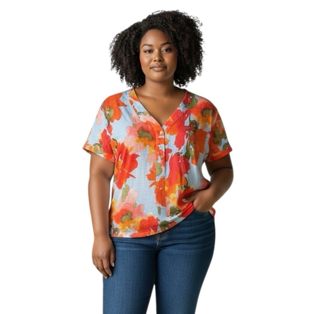 Joie linen blend floral casual shirt